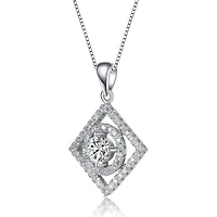 Elegant White Gold Plated Square Pendant Necklace