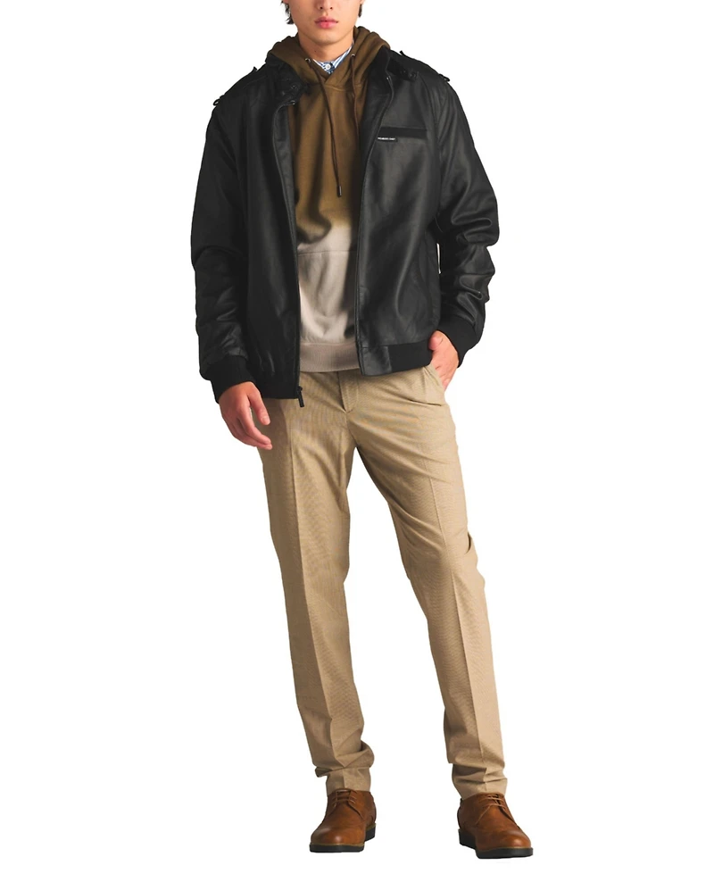 Members Only Men's Faux Leather Iconic Racer Jacket