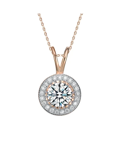 Classy Clear Cubic Zirconia Round Solitaire Pendant Necklace