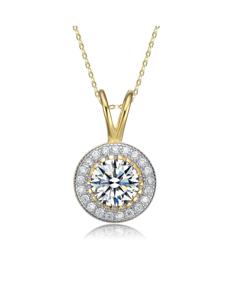 Classy Clear Cubic Zirconia Round Solitaire Pendant Necklace