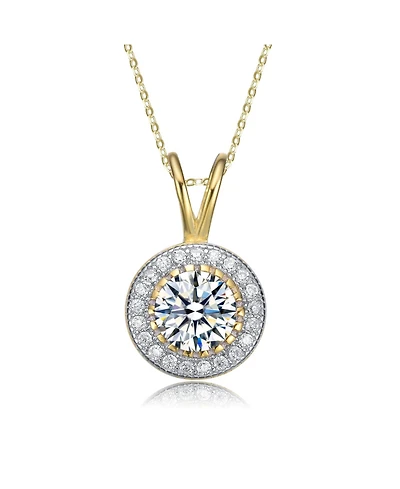 Classy Clear Cubic Zirconia Round Solitaire Pendant Necklace