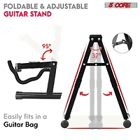 5 Core Guitar Stand A Frame Shape w Soft Foam Arm Non Slip Rubber for Acoustic Electric Bass - Gss Bpnk 1PC