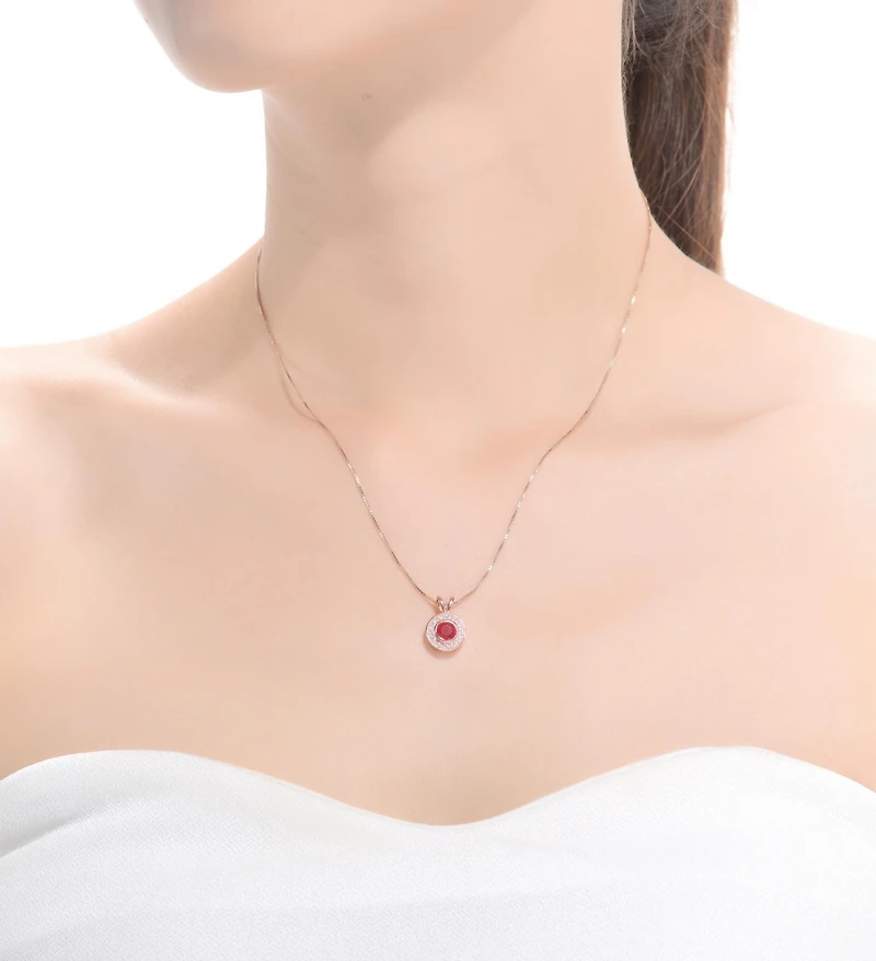 Modern Sterling Silver with Cubic Zirconia Round Bezel Pendant