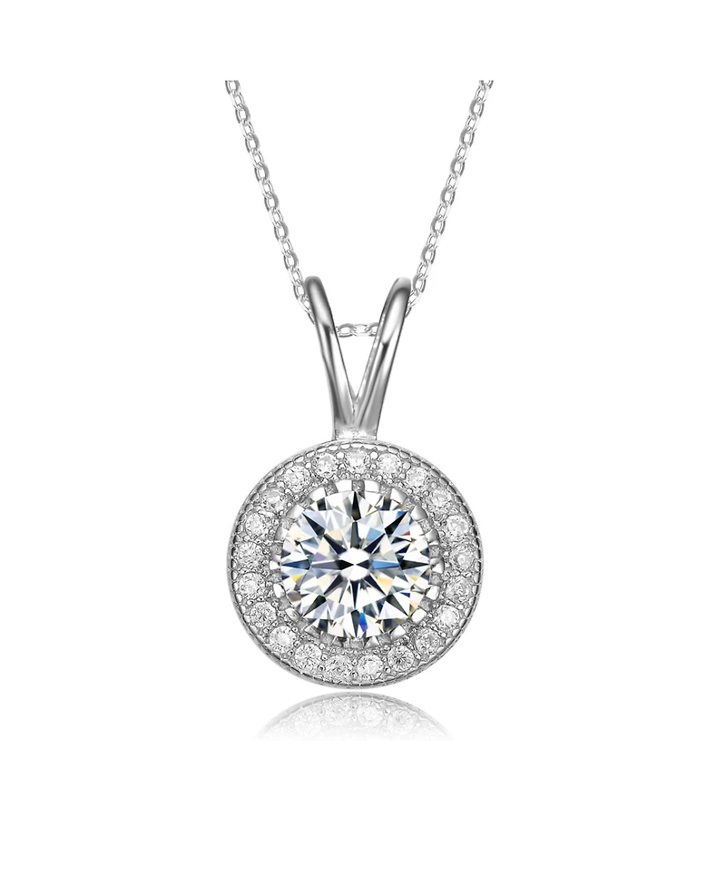 Classy Clear Cubic Zirconia Round Solitaire Pendant Necklace