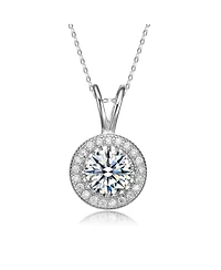 Classy Clear Cubic Zirconia Round Solitaire Pendant Necklace
