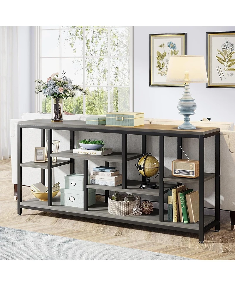 Tribesigns Console Sofa Table, 70.9 inch Extra Long Table Behind Couch with Storage Shelves, 3-Tier Industrial Narrow Entryway Hallway Accent Table fo