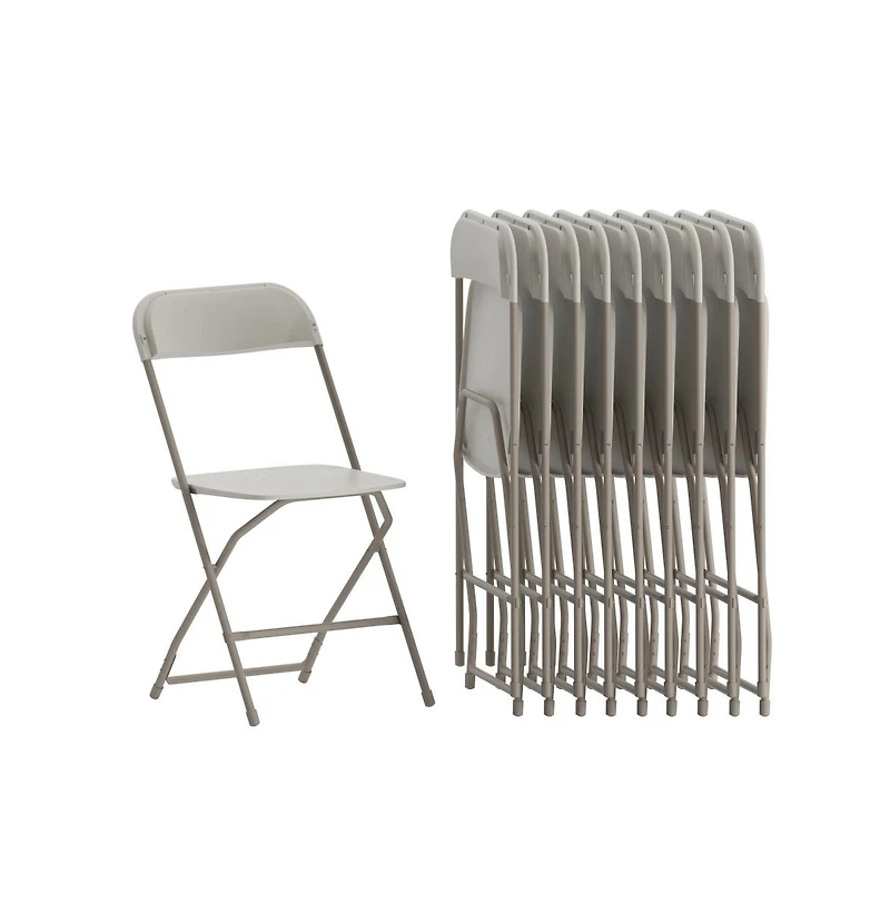 Set Of 10 Stackable Folding Plastic Chairs