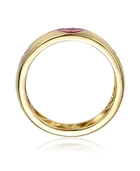 GiGiGirl Kids/Teens 14k Yellow Gold Plated & Pink Emoji Smiling Face Stacking Band