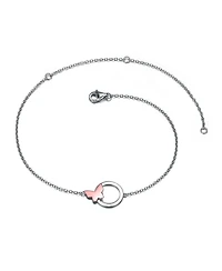 GiGiGirl Sterling Silver 18k Rose Gold Plated Infinity Circle Butterfly Charm Anklet, Adjustable Length