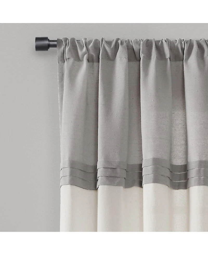 Lush Decor Farmhouse Faux Linen Colorblock Pleated Window Curtain Panels