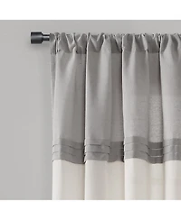 Lush Decor Farmhouse Faux Linen Colorblock Pleated Window Curtain Panels