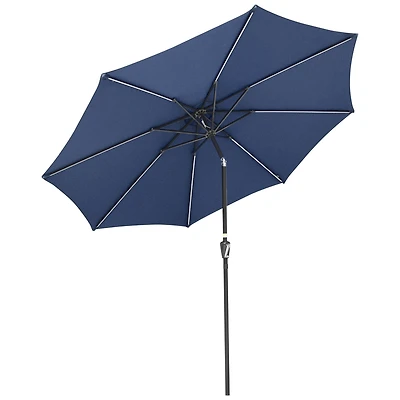 9ft Solar Led Patio Umbrella Outdoor Parasol Backyard Sunshade Tilt with Crank