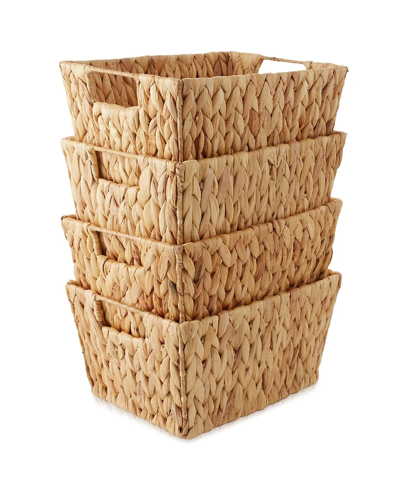 Casafield Set of 4 Water Hyacinth Storage Baskets with Handles