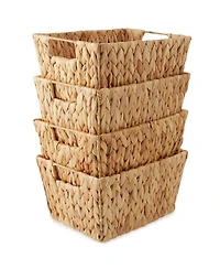 Casafield Set of 4 Water Hyacinth Storage Baskets with Handles
