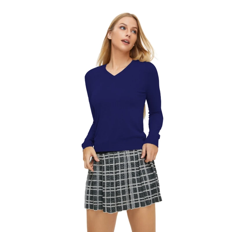 Bellemere Silk Cashmere V Neck Long Sleeves T Shirt