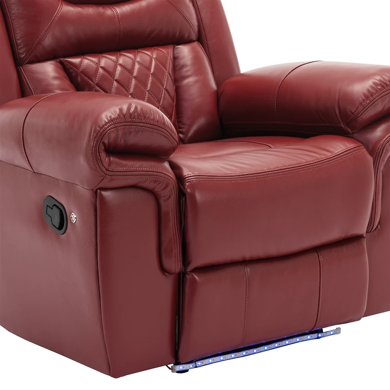 Streamdale Manual Recliner Chair with Led Lights for Home Theater