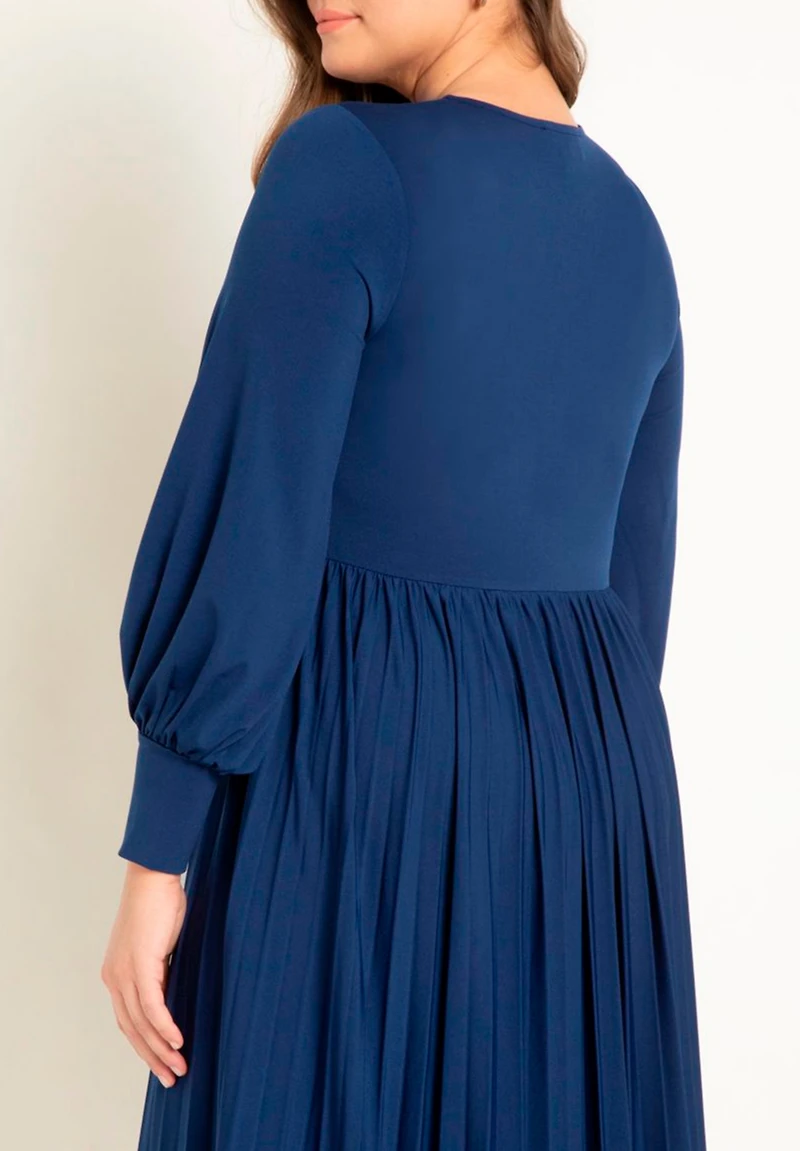 Eloquii Women's Plus Knot Front Pleated Skirt Dress