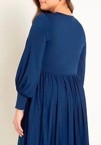 Eloquii Women's Plus Knot Front Pleated Skirt Dress