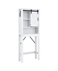 Sugift 3-Tier Wodden Bathroom Cabinet with Sliding Barn Door and 3-position Adjustable Shelves
