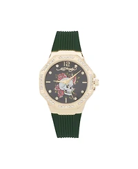Ed Hardy Women's Quartz Matte Green Silicone Strap Watch 38mm