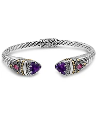 Devata Amethyst & Bali Uluwatu Cuff Bracelet in Sterling Silver and 18K Gold