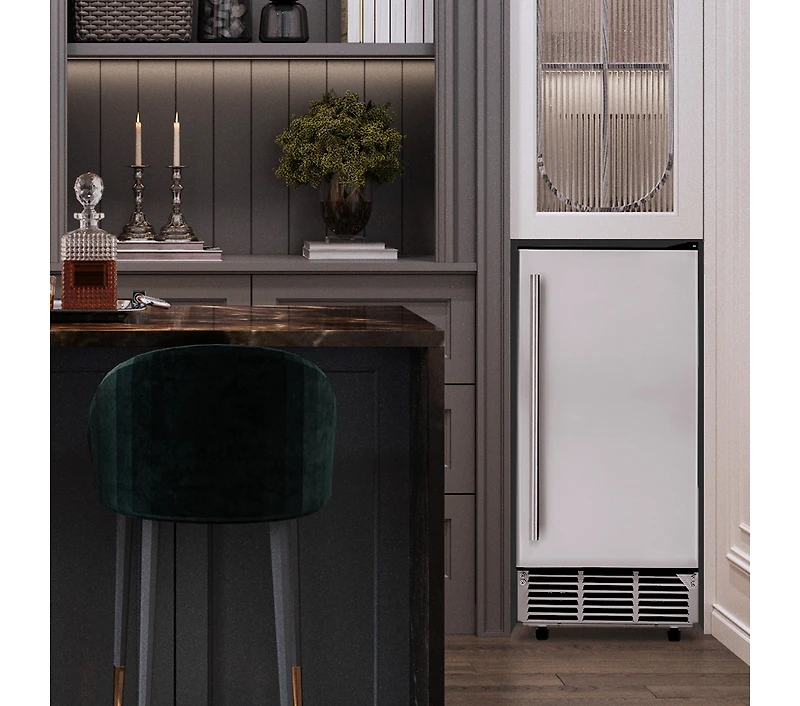 Newair 15" Undercounter 80 lbs. Daily Clear Ice Cube Maker Machine, Built-in or Freestanding Design, 40 Cubes ready in 15-30 Mins, Fingerprint Re
