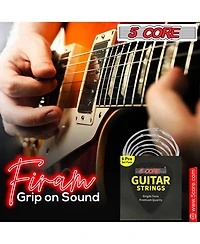 5 Core Guitar Strings; 0.010-0.048 Steel Gauge; w Deep Bright Tone; Consistent Feel for 6 String - Gs Ac