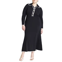 Eloquii Women's Plus Ribbed Sweater Dress With Collar