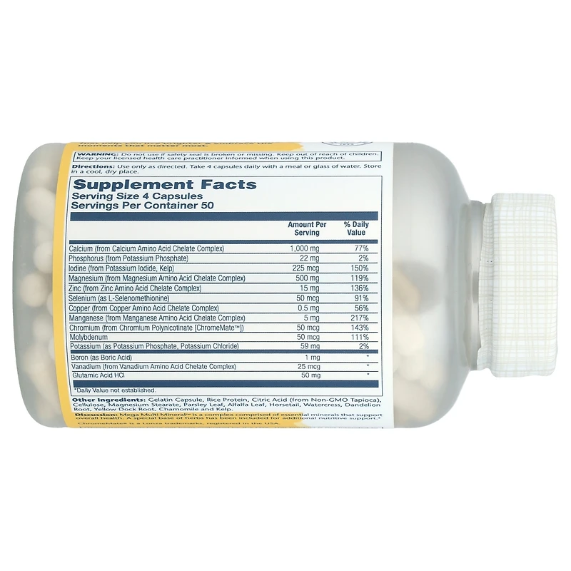 Solaray Mega Multi Mineral Iron Free - 200 Capsules