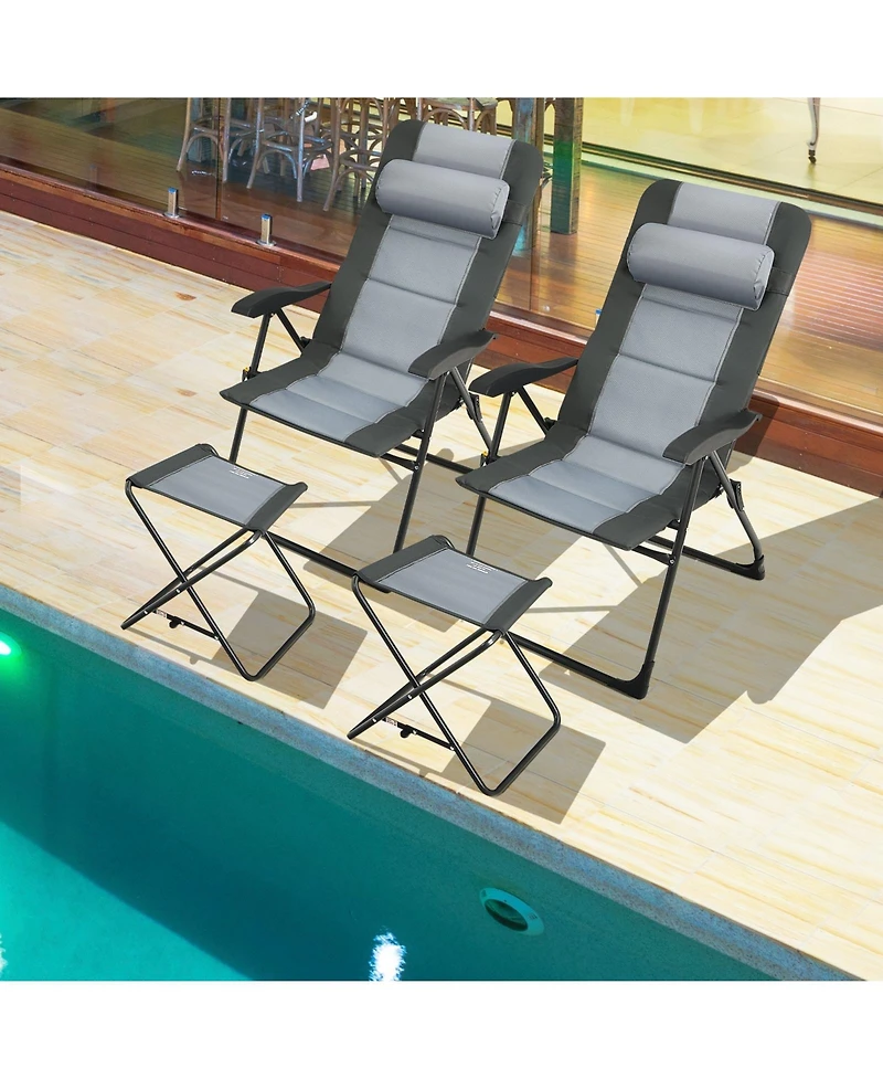 Sugift 4 Pieces Patio Folding Dining Chair Sets with Adjustable Backrest