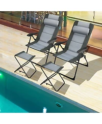 Sugift 4 Pieces Patio Folding Dining Chair Sets with Adjustable Backrest