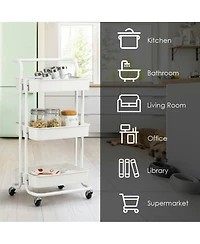 Sugift 3-Tier Utility Cart Storage Rolling Cart with Casters