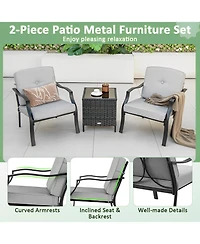 Sugift 2 Piece Patio Metal Chairs with Seat and Back Cushions