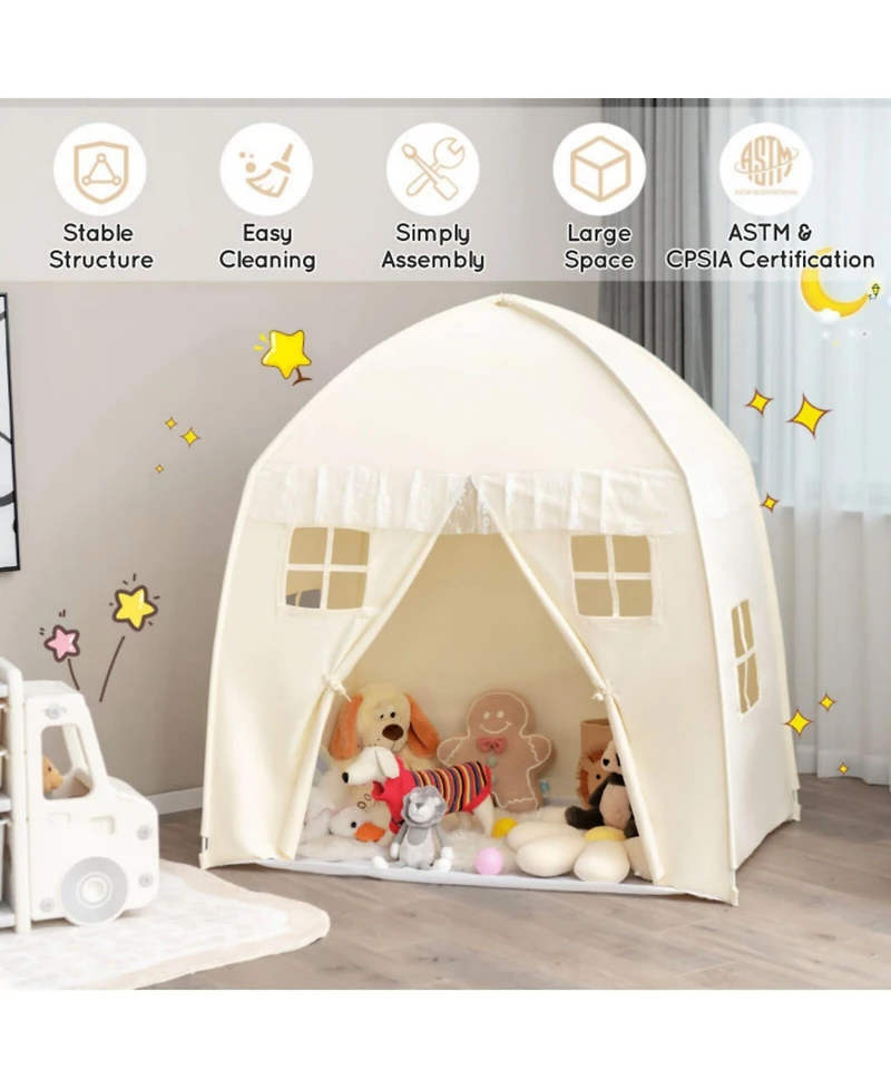Sugift White Portable Indoor Kids Play Castle Tent