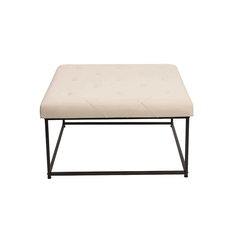 Merrick Lane Almas 30-Inch Square Tufted Ottoman With Durable Metal Frame