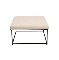 Merrick Lane Almas 30-Inch Square Tufted Ottoman With Durable Metal Frame