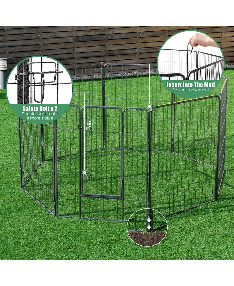 Sugift 8 Metal Panel Heavy Duty Pet Playpen Dog Fence with Door