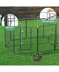 Sugift 8 Metal Panel Heavy Duty Pet Playpen Dog Fence with Door