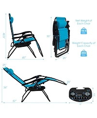 Inolait Sugift 2 Pieces Folding Lounge Chair with Zero Gravity