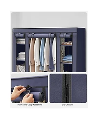 Slickblue Wardrobe, Closet, Portable Clothes Storage Organizer with Hanging Rail, Shelves, Fabric Cover