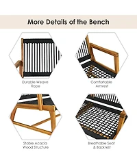 Sugift 2-Person Acacia Wood Yard Bench for Balcony and Patio