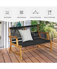 Sugift 2-Person Acacia Wood Yard Bench for Balcony and Patio