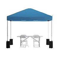 Outdoor Event/Tailgate Set With Pop Up Event Canopy Wheeled Case, Bi-Fold Table And 4 Folding Chairs