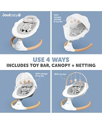 Jool Baby Nova Nature Baby Swing for Newborns – Natural Wood Toys, Electric Motorized Infant Swing, Bluetooth Music