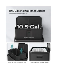 Slickblue Kitchen Trash Can, 10.5-Gallon Garbage Can with Lid and Wide Foot Pedal, Soft Close and Stays Open