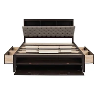 Streamdale Queen Platform Bed with Storage Headboard and Drawers