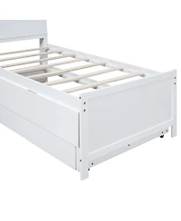 Simplie Fun Twin Size Platform Bed With Storage Led Headboard, Twin Size Trundle And 3 Drawers