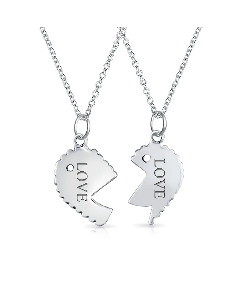 Bling Jewelry Best Friends Bff Split Heart Puzzle Mother Daughter Pendant Necklace Silver