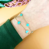 The Lovery Mini Turquoise Clover Bracelet 14K Gold