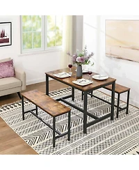 Slickblue Table Benches, Pair of 2, Industrial Style Indoor BenchesDurable Metal Frame